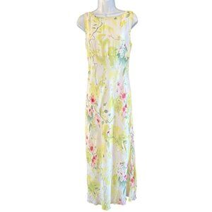 Vintage Yves Cossette Depeche Mode Floral Babydoll Maxi Dress Size 10 Y2K 1990s